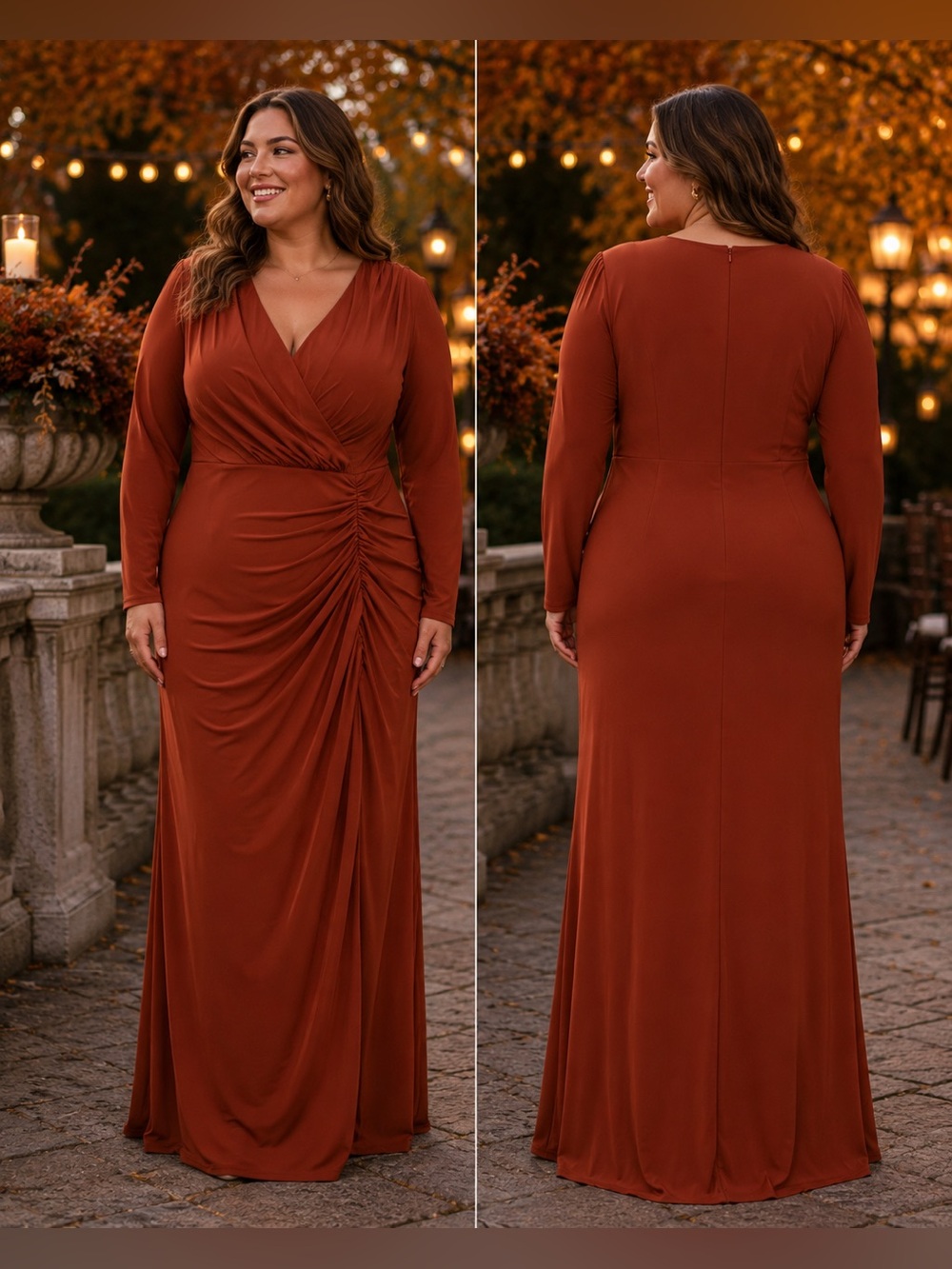 NWT Davids Bridal Cinnamon Long Sleeve Gown Plus Size 20 - Picture 12 of 13